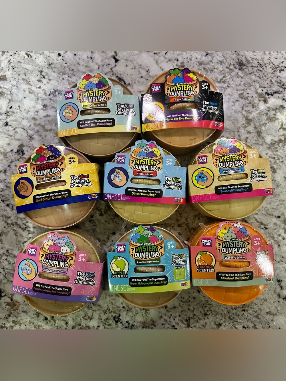 Bundle of 8 different assorted edition Crazy Fun RMS Mystery Dumplings.